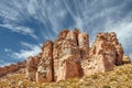 Rocky red formation of Valle de la Felicidad near Cariquima and Royalty Free Stock Photo