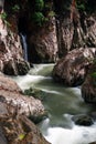 Rocky river banks with white water rapids Royalty Free Stock Photo