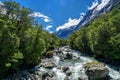 Rocky river landscape in rainforest, New Zealand Royalty Free Stock Photo