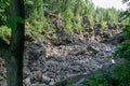 Rocky mountain river without water