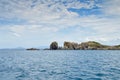 Rocky rock ridge in the South China Sea, the coastline of the island of Hong-Mun Royalty Free Stock Photo