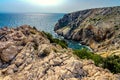 Rocky scenic mali bok orlec beach on cres island croatia