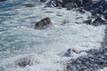 Rocky sea shore. Wild nature of Russia