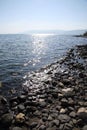 Rocky seascape, seashore in Tabgha, Israel