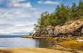 Rocky seashore in the Pacific rim National Park in Vancouver Island BC, Canada. Beautiful seaside landscape Royalty Free Stock Photo