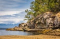 Rocky seashore in the Pacific rim National Park in Vancouver Island BC, Canada. Beautiful seaside landscape Royalty Free Stock Photo