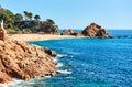 Rocky seaside of Tossa de Mar Beach Royalty Free Stock Photo