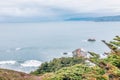 Rocky shore along the ocean coast in San Francisco, beautiful Californian nature landscape