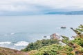 Rocky shore along the ocean coast in San Francisco, beautiful Californian nature landscape Royalty Free Stock Photo
