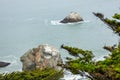 Rocky shore along the ocean coast in San Francisco, beautiful Californian nature landscape Royalty Free Stock Photo