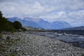 rocky shore of the Beautiful lakes in argentinian Lake District near Bariloche, Argentina Royalty Free Stock Photo