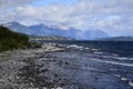 rocky shore of the Beautiful lakes in argentinian Lake District near Bariloche, Argentina Royalty Free Stock Photo