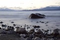 rocky shore of the Beautiful lakes in argentinian Lake District near Bariloche, Argentina Royalty Free Stock Photo