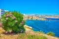 The rocky shore of Bugibba resort, Malta Royalty Free Stock Photo