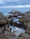 Rocky Shore of the California Coast, Overcast Evening Sky