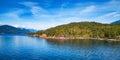 Rocky shore in Canadian Nature Landscape. Aerial Background.