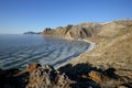 Rocky shore of lake Baikal in winter Royalty Free Stock Photo