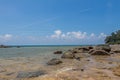 A rocky shore at Melina Beach, Genting, Tiomen Island, Malaysia Royalty Free Stock Photo