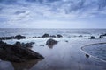 Rocky shore and natural pool. Porto Moniz, Madeira island, Portugal Royalty Free Stock Photo