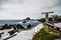 Rocky shore and natural pool. Porto Moniz, Madeira island, Portugal Royalty Free Stock Photo