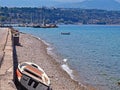 The rocky shore near Aigio, Greece on the Corinthian Gulf Royalty Free Stock Photo