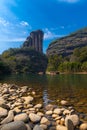 A rocky shore on the nine bend river or Jiuxi in Wuyishan or Mount wuyi scenic area in Wuyi China in fujian province