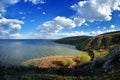 Rocky shore of Razelm lake, Romania