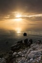 Rocky shore sunset