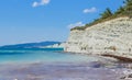 Rocky shore view. Black Sea Coast of Divnomorskoe town. Krasnodar region