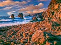 Rocky shoreline of Garrapata State Park is alive with color Royalty Free Stock Photo