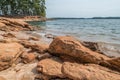 Rocky shoreline at the lake Royalty Free Stock Photo