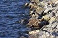 Rocky Shoreline on Lake Hefner in the early evening Royalty Free Stock Photo