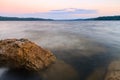 Rocky Shoreline of a lake at sunset