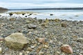 Rocky shoreline at low tide on the coast of Maine Royalty Free Stock Photo