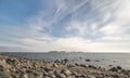 Rocky Shoreline over Ocean Royalty Free Stock Photo