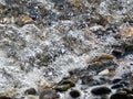 Rocky shoreline with tide flowing in and out over stones