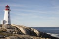 Rocky shores at Peggys Cove Lighthouse, Nova Scotia, Canada Royalty Free Stock Photo