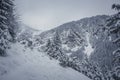 Rocky slopes covered with snow Royalty Free Stock Photo