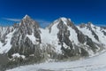 Rocky snow mountain ridge in Alps