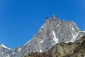 Rocky snow mountain ridge in Alps