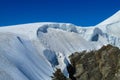 Lyskamm traverse knife edge snow ridge glacier walk and climb in the Alps Royalty Free Stock Photo