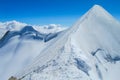 Alps traverse knife edge snow ridge glacier walk and climb Royalty Free Stock Photo