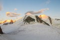 View of the summit of Castor and Pollux, Monterosa massiv in the Alps Royalty Free Stock Photo