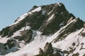 Rocky snowy Mountain peak Landscape Travel Royalty Free Stock Photo