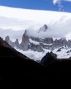 Rocky snowy mountain peaks with amazing view. Fitz Roy in Argentina