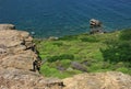 Rocky steep cliff over sea