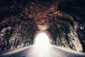 Rocky Stone Tunnel with Light at End, Street Escape Cave Dramatic Walls Grey Red