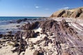 Rocky Strata on Beach Royalty Free Stock Photo