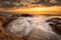 Rocky sunrise at Black sea coast Royalty Free Stock Photo