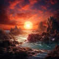 Rocky Sunrise Seascape Royalty Free Stock Photo